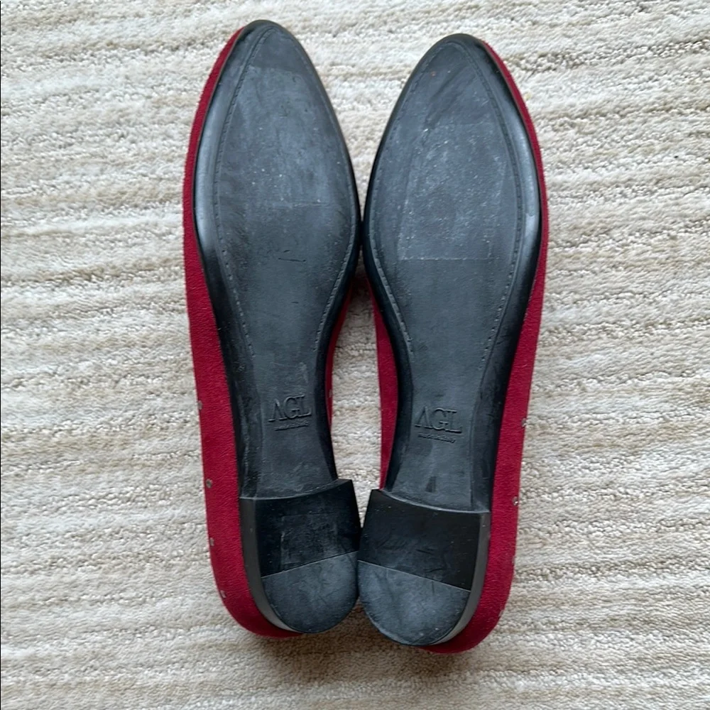 AGL Attilio Giusti Leombroni Suede Grommet Studded Ballet Flats Siz US 9 | EU 39